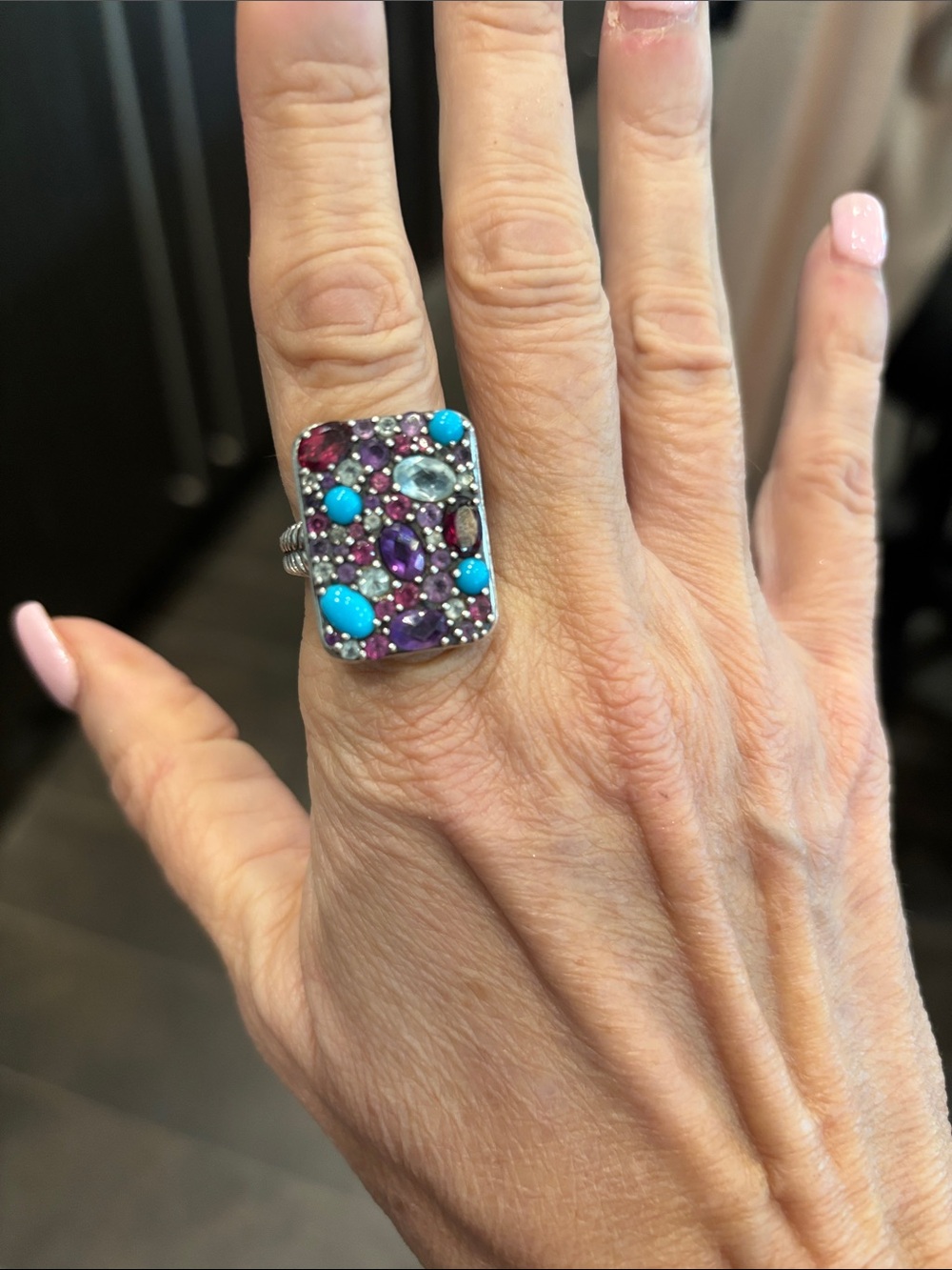 Colorful Multi-Stone Women's Cocktail Ring - Turquoise & Purple Jai John Hardy